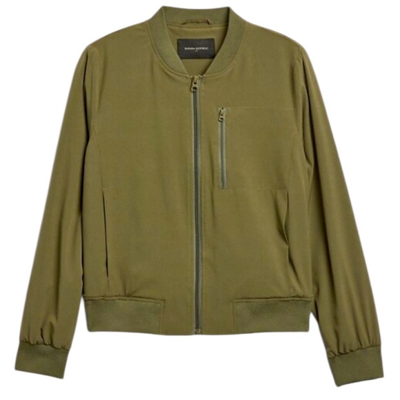 Banana Republic Full-Zip Bomber Jacket Women’s Size Large in Olive Green - EUC! - Picture 1 of 15